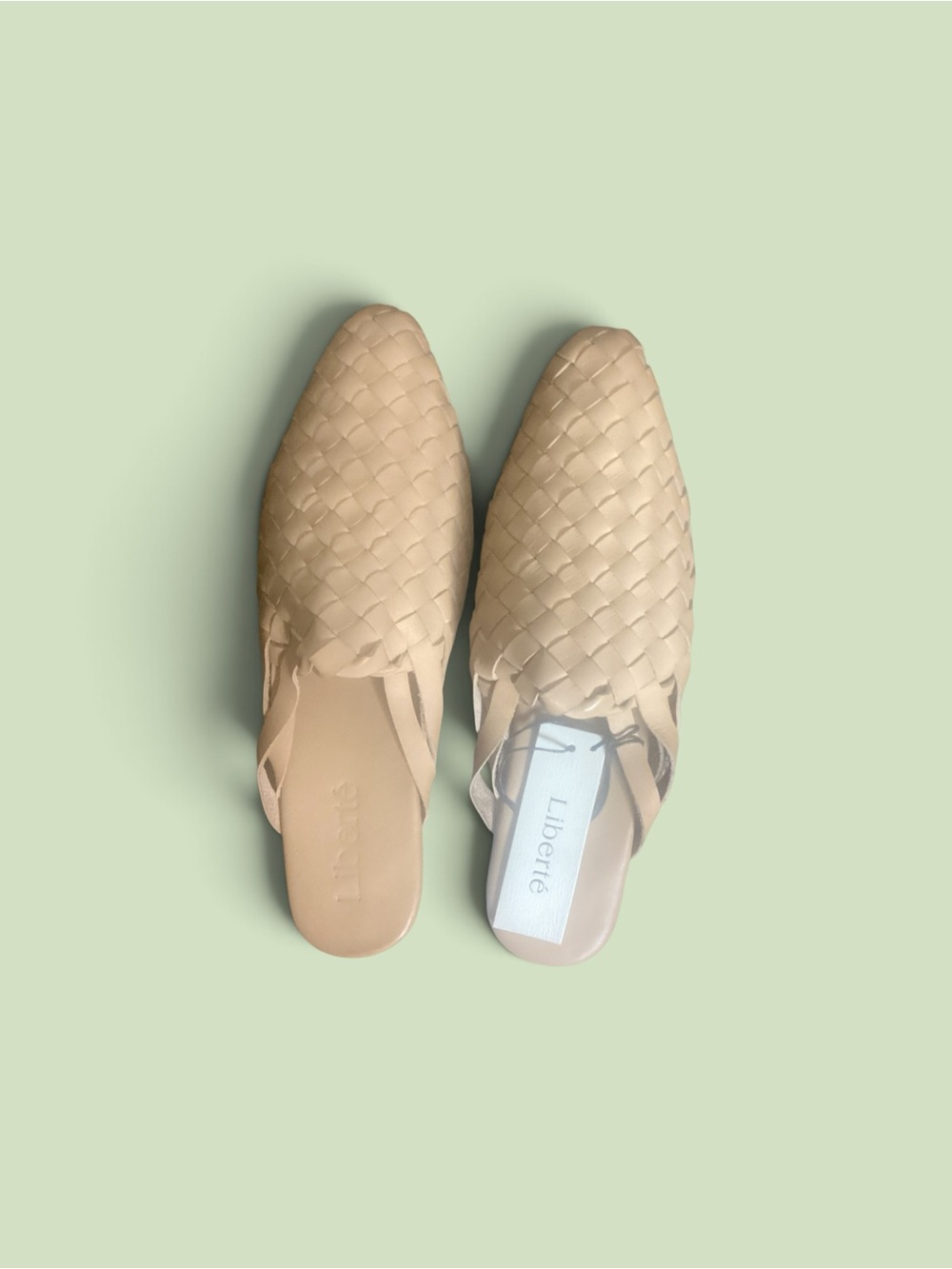 Woven Slip-On Mules in Neutral Beige